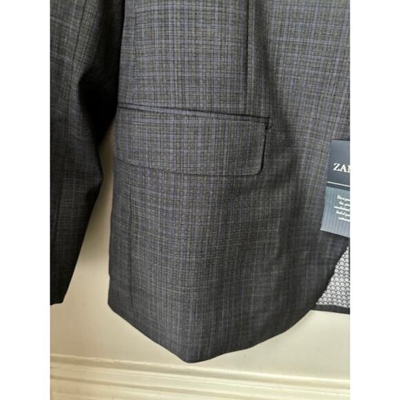 NWT Zanetti Mateo Gray Micro Plaid Two Button Suit Jacket Wool Blend Blazer 44R - Picture 5 of 8